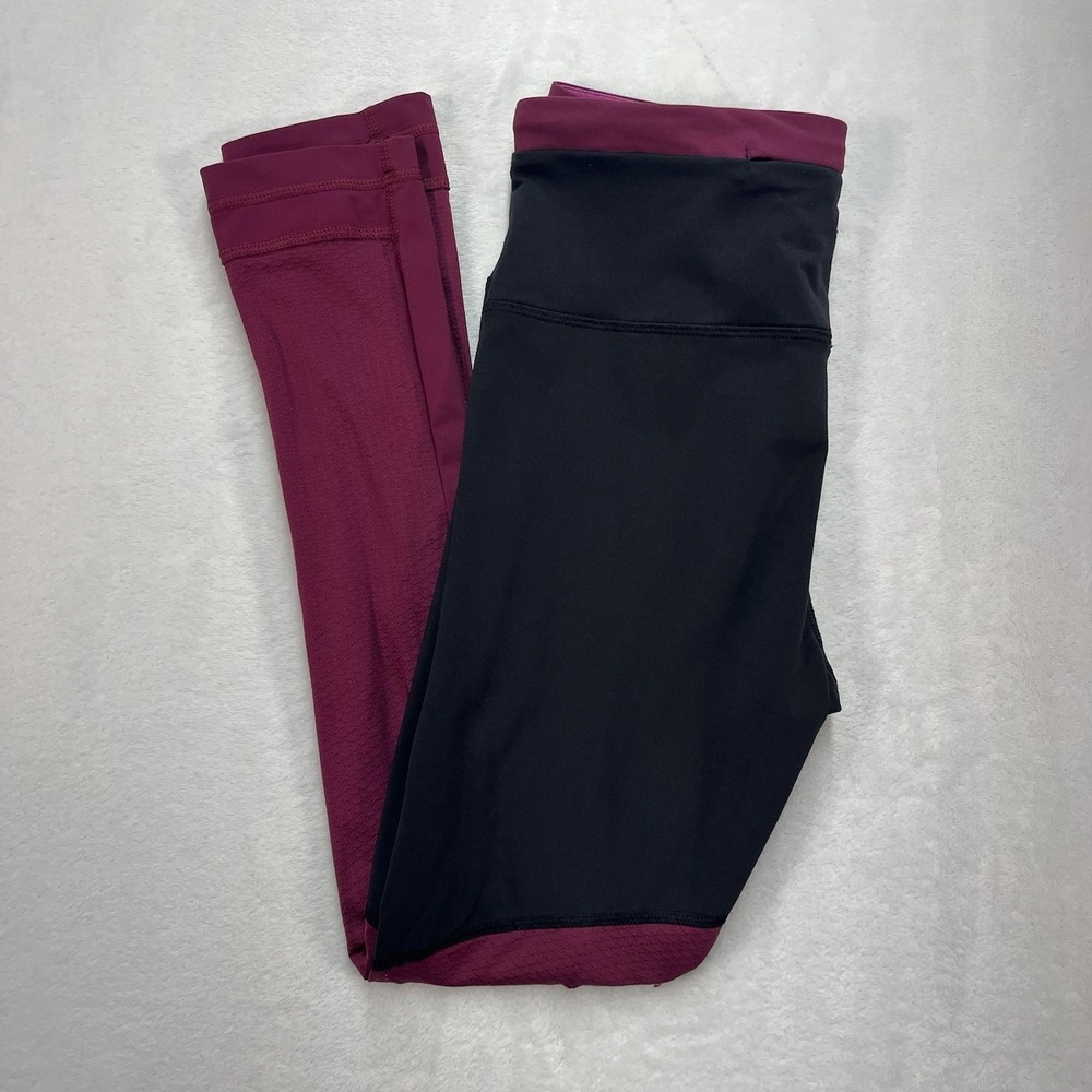 Lululemon Colorblock Leggings Womens 6 Pink Black Athleisure Fitness Outdoors